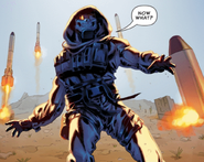 Ghost in the Comics with "Hazmat" uniform witnessing Makarov's missile launch.