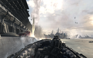 Sandman (front) and Frost (driver) on a Zodiac that was placed by the SEALS to help in their escape, in Modern Warfare 3.