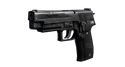 P226 (automatically equipped when moving over to the door if the player hasn't picked up any weapon)