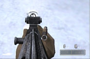 Firing the MP44 while aiming down the sights.