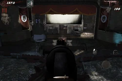 The MP40's iron sights in Call of Duty: Black Ops Zombies.