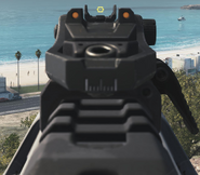 Aiming down the Banshee's integrated Reflex Sight.