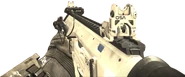 The laser sight on the ARX-160. Note the emitter behind the front sight.