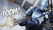 An Atlas soldier firing a bean bag round.