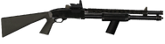 Third-person model of the W1200 with a Red Dot Sight and a Grip, none of which are available to it in the game