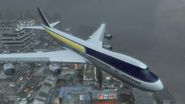 The Boeing 747 flying over the map.