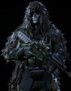 Ghost's "Dreadwood" skin in-game.