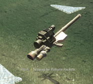 A glitched 'dropped' Valkyrie Rocket launcher on the ground including pick-up icon in Multiplayer.