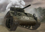 M4 Sherman coming out of smoke CoD3