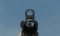 Aiming down the Red Dot Sight on the HAMR Scope.