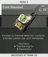 Cold Blooded being unlocked in multiplayer.