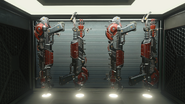 Ray Gun Mark II frames in their locker in AlphaOmega.