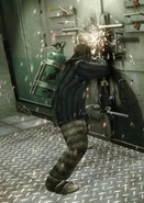 Reznov using the blowtorch on the main armory's door