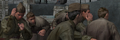 Five Soviet soldiers talking.