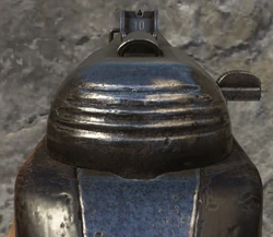 Aiming down the iron sights.