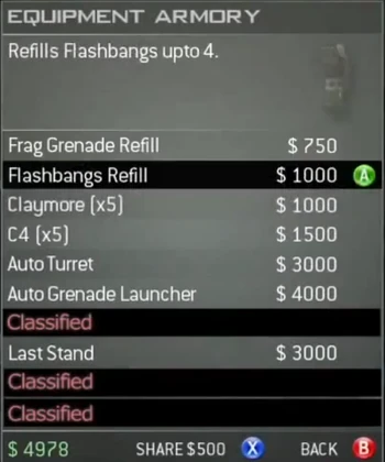 Survival Mode Screenshot Equipment Armory Flashbangs Refill