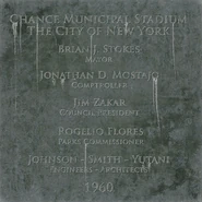 The stadium's plaque.