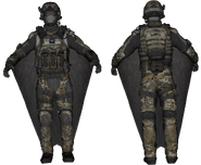 Render of Crosby in his wingsuit