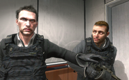 Makarov and Kiril in an elevator in the Zakhaev International Airport moments before the massacre.