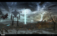 Origins concept art featuring multiple Graf Zeppelins.