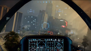 The HUD view of the FA38, being flown by Section in the mission Cordis Die.