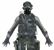 Concept art for a stealth based character model; the upper torso is displayed.