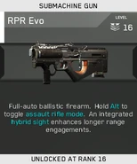 The RPR Evo being unlocked in multiplayer.