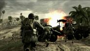 American soldiers nearing the Japanese airfield at Peleliu in Call of Duty: World at War.