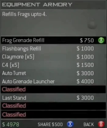 Survival Mode Screenshot Equipment Armory Frag Refill