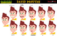 Lip sync model sheet of David - 3/4 view