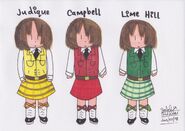 Judique with his bandmates in Highland dance dress.