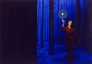 Painting of Sonea in the Guild forest
