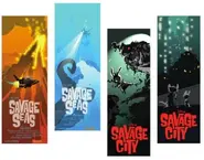 Artwork depicting the logo and tone of Savage Seas and Savage City, by Byron Howard.