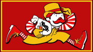 A leaked design of a McDonalds-dressed Milburn Pennybags.