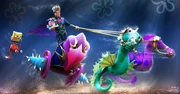 Concept art with SpongeBob chasing King Neptune.