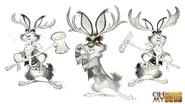 "Sketches and ideas" for a jackalope (unnamed)