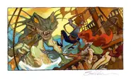 Concept art of a reptile sea monster by Steve Purcell (formerly in low-quality, now found in higher quality)
