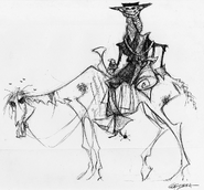 Art of a skeleton and his horse.