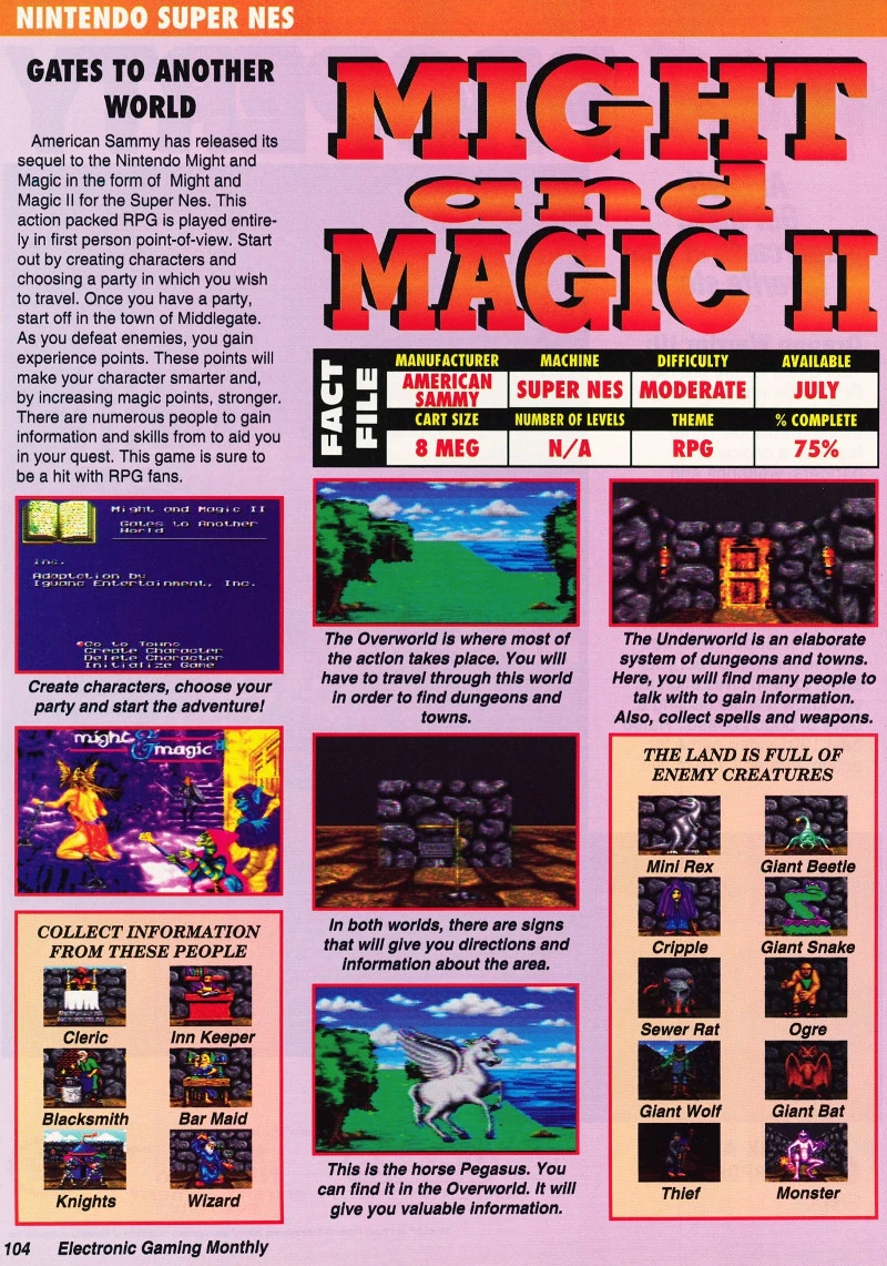 Might & Magic II: Gates to Another World | Cancelled SNES Games