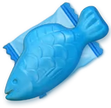 A cyan wrapped fish