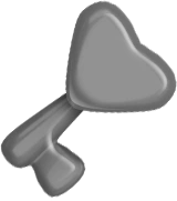 A sugar key with empty color (HTML5). A shape of candy will display in the middle of the heart to indicate the corresponding candy color.