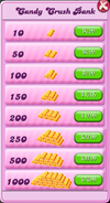 Candy Crush Bank on mobile. Note that this is actually two pictures in one to show the full list.