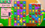 A Sugar Crush in Level 70, with 6 moves left, a score of 88,888 points, and a target of 99,000 points. By the way, look at the digits in the score!!!