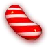 A horizontal red striped candy