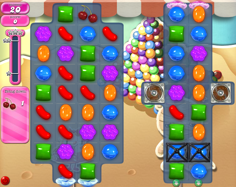 Green line(s) show where the candies and ingredients spawn. 