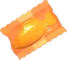 A wrapped orange jelly fish