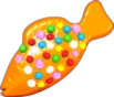 A dotted orange jelly fish