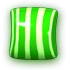 A vertical green striped candy