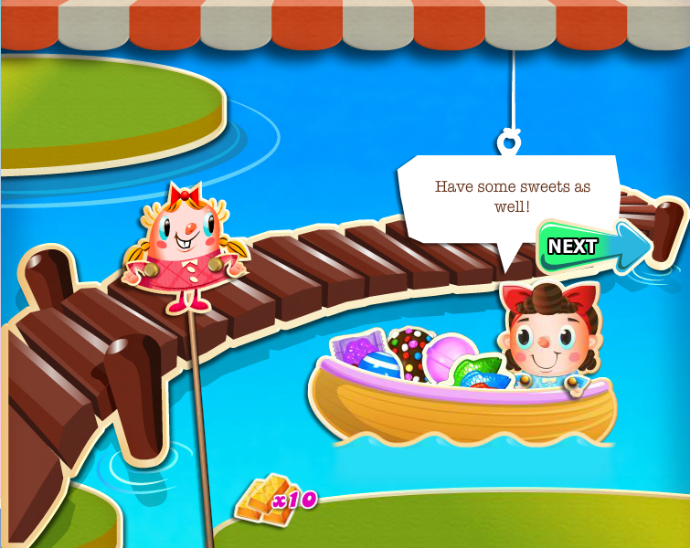 a) Candy Crush Saga visual interface; (b) Tiffi character