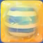 Blue horizontal striped candy in one-layered honey